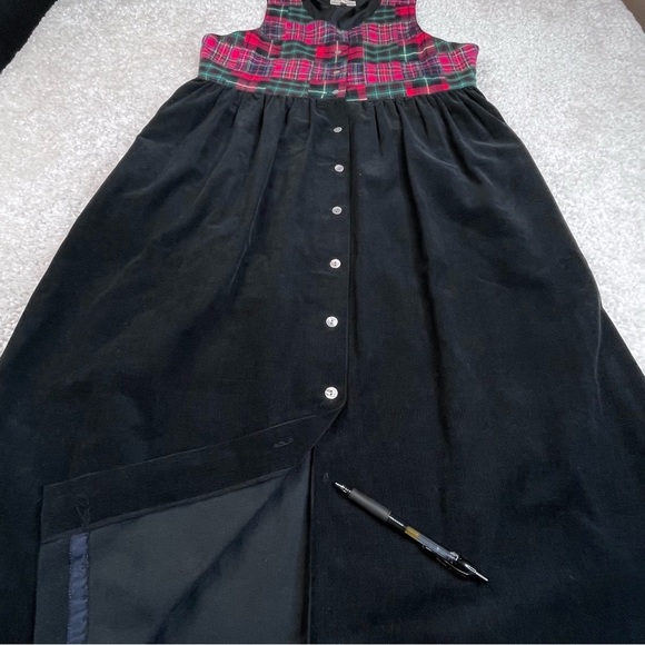 Vintage Susan Bristol Petites Tartan Plaid Corduroy Dress Pockets Modest 8 - Picture 6 of 10